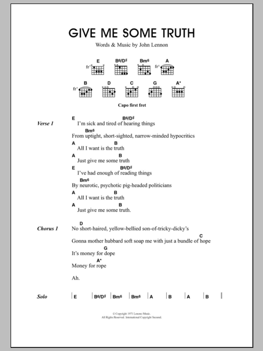 Travis Gimme Some Truth Sheet Music Notes & Chords for Lyrics & Chords - Download or Print PDF