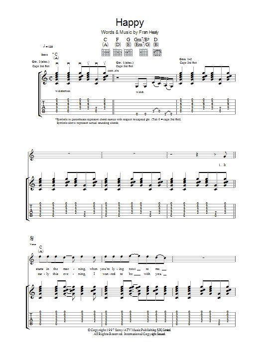 Travis Happy Sheet Music Notes & Chords for Guitar Tab - Download or Print PDF