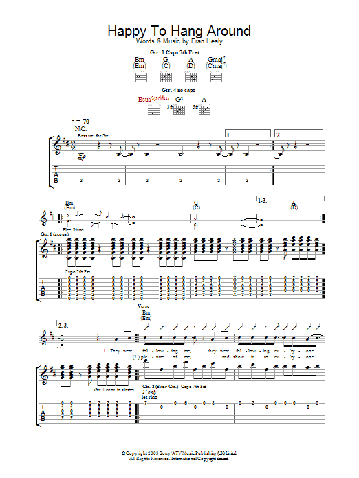 Travis Happy To Hang Around Sheet Music Notes & Chords for Guitar Tab - Download or Print PDF