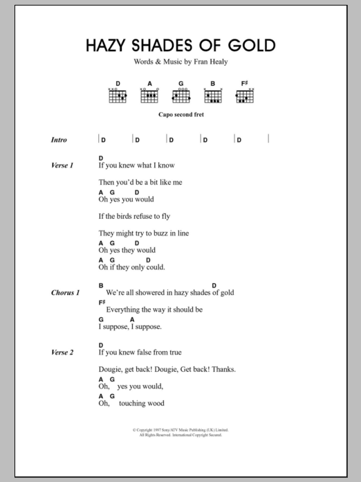 Travis Hazy Shades Of Gold Sheet Music Notes & Chords for Lyrics & Chords - Download or Print PDF