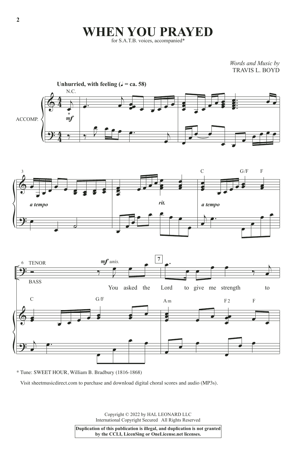 Travis L. Boyd When You Prayed Sheet Music Notes & Chords for SATB Choir - Download or Print PDF