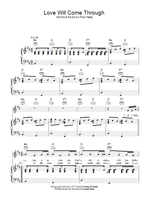 Travis Love Will Come Through Sheet Music Notes & Chords for Piano, Vocal & Guitar - Download or Print PDF
