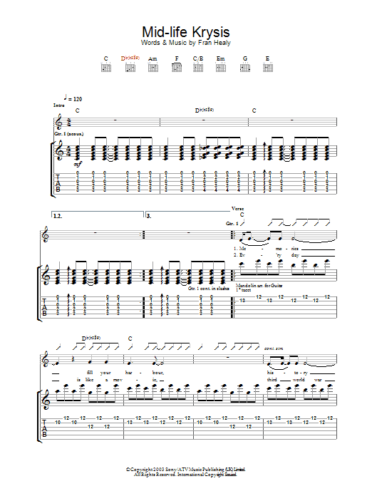 Travis Mid-life Krysis Sheet Music Notes & Chords for Guitar Tab - Download or Print PDF