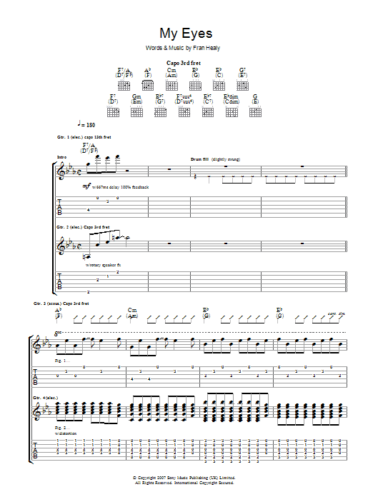 Travis My Eyes Sheet Music Notes & Chords for Guitar Tab - Download or Print PDF