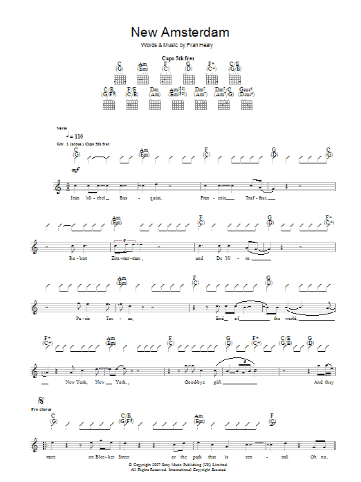 Travis New Amsterdam Sheet Music Notes & Chords for Guitar Tab - Download or Print PDF