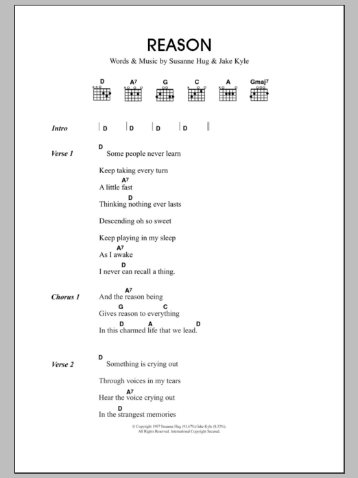 Travis Reason Sheet Music Notes & Chords for Lyrics & Chords - Download or Print PDF