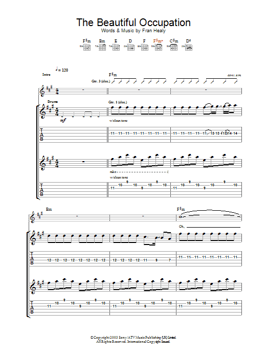 Travis The Beautiful Occupation Sheet Music Notes & Chords for Guitar Tab - Download or Print PDF