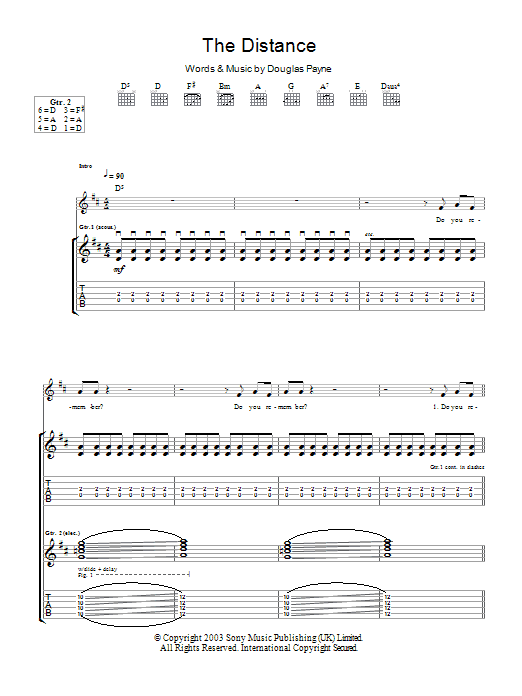 Travis The Distance Sheet Music Notes & Chords for Guitar Tab - Download or Print PDF