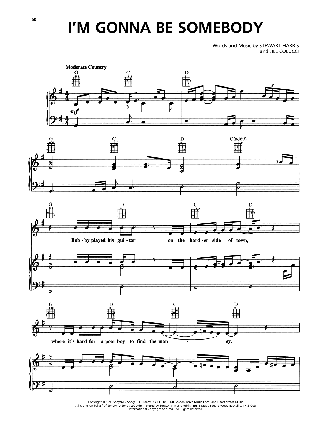 Travis Tritt I'm Gonna Be Somebody Sheet Music Notes & Chords for Piano, Vocal & Guitar Chords (Right-Hand Melody) - Download or Print PDF