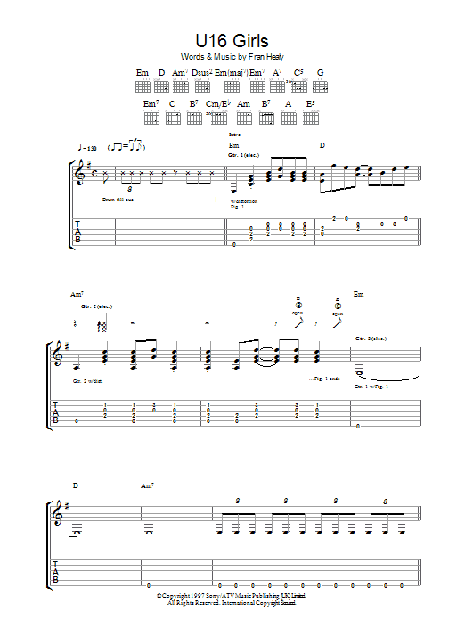 Travis U16 Girls Sheet Music Notes & Chords for Guitar Tab - Download or Print PDF