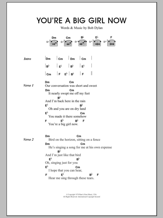 Travis You're A Big Girl Now Sheet Music Notes & Chords for Lyrics & Chords - Download or Print PDF