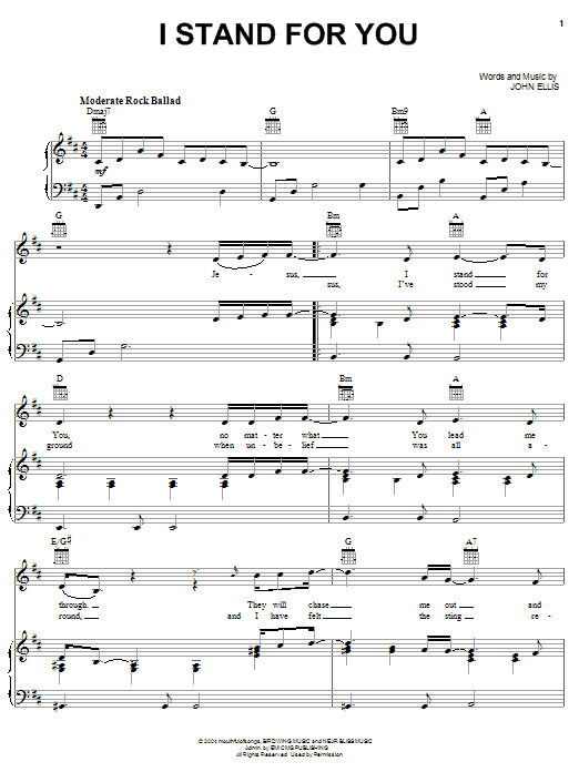 Tree63 I Stand For You Sheet Music Notes & Chords for Piano, Vocal & Guitar (Right-Hand Melody) - Download or Print PDF