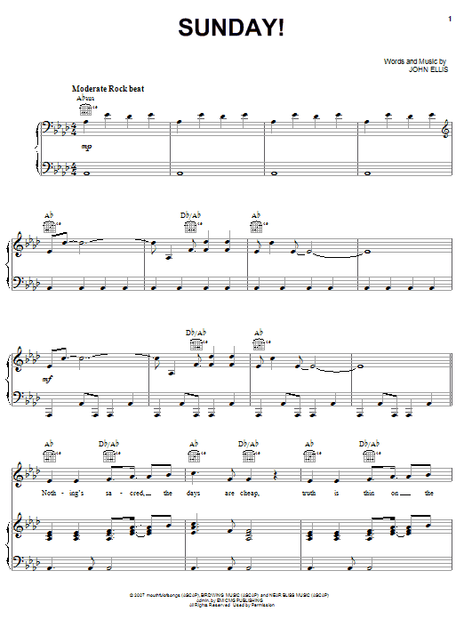 Tree63 Sunday! Sheet Music Notes & Chords for Easy Guitar Tab - Download or Print PDF