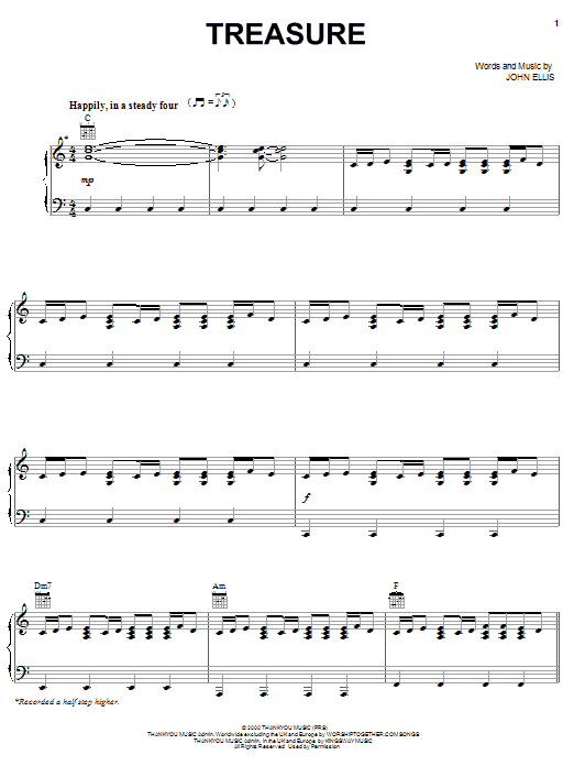 Tree63 Treasure Sheet Music Notes & Chords for Piano, Vocal & Guitar (Right-Hand Melody) - Download or Print PDF