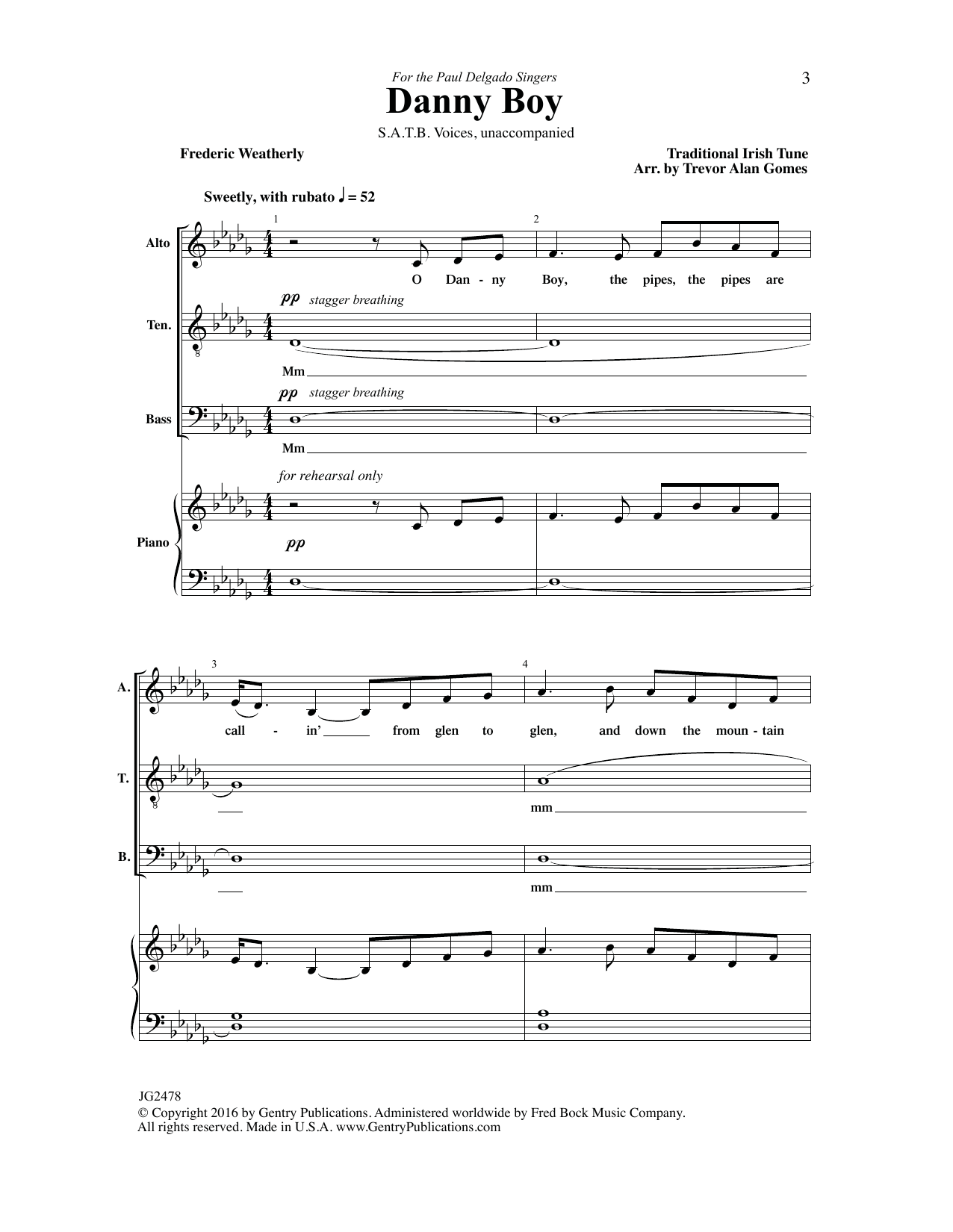 Trevor Alan Gomes Danny Boy Sheet Music Notes & Chords for Choral - Download or Print PDF