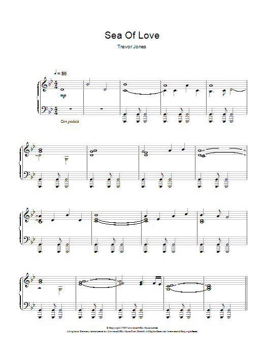 Trevor Jones Sea Of Love (Fear And Passion) Sheet Music Notes & Chords for Piano - Download or Print PDF