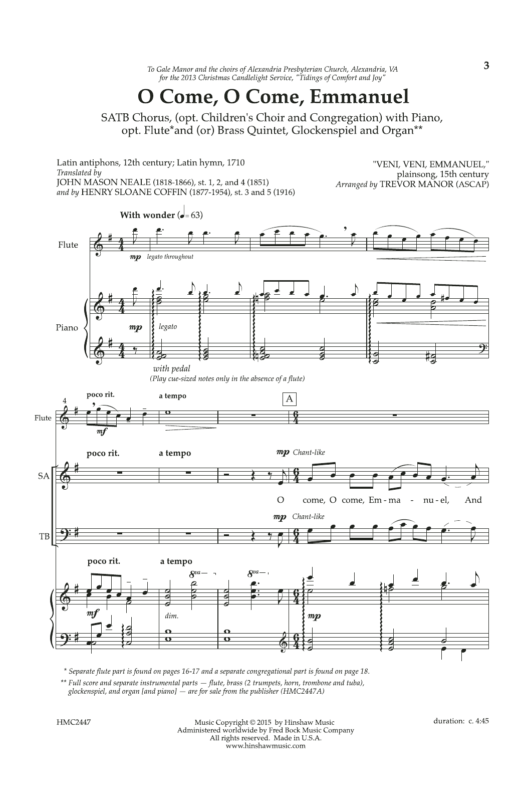 Trevor Manor O Come, O Come, Emmanuel Sheet Music Notes & Chords for SATB Choir - Download or Print PDF