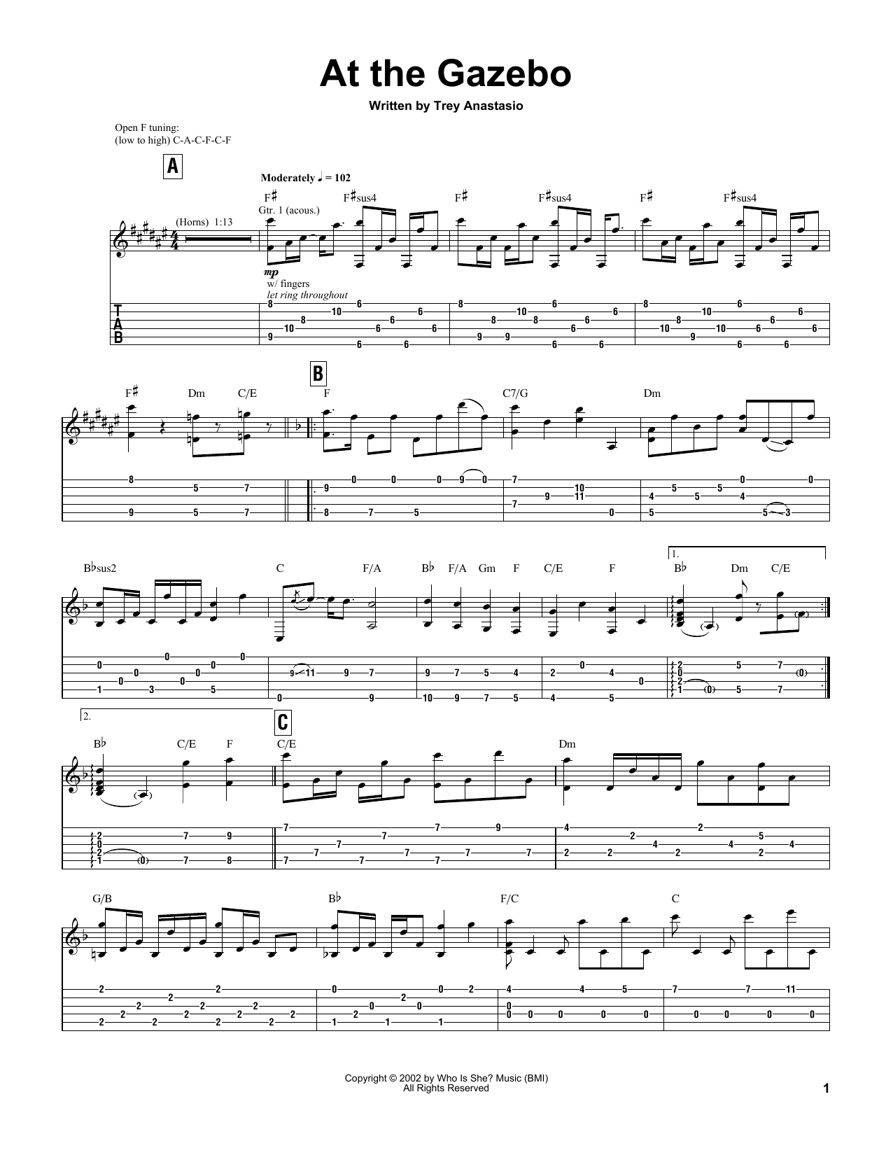 Trey Anastasio At The Gazebo Sheet Music Notes & Chords for Guitar Tab - Download or Print PDF