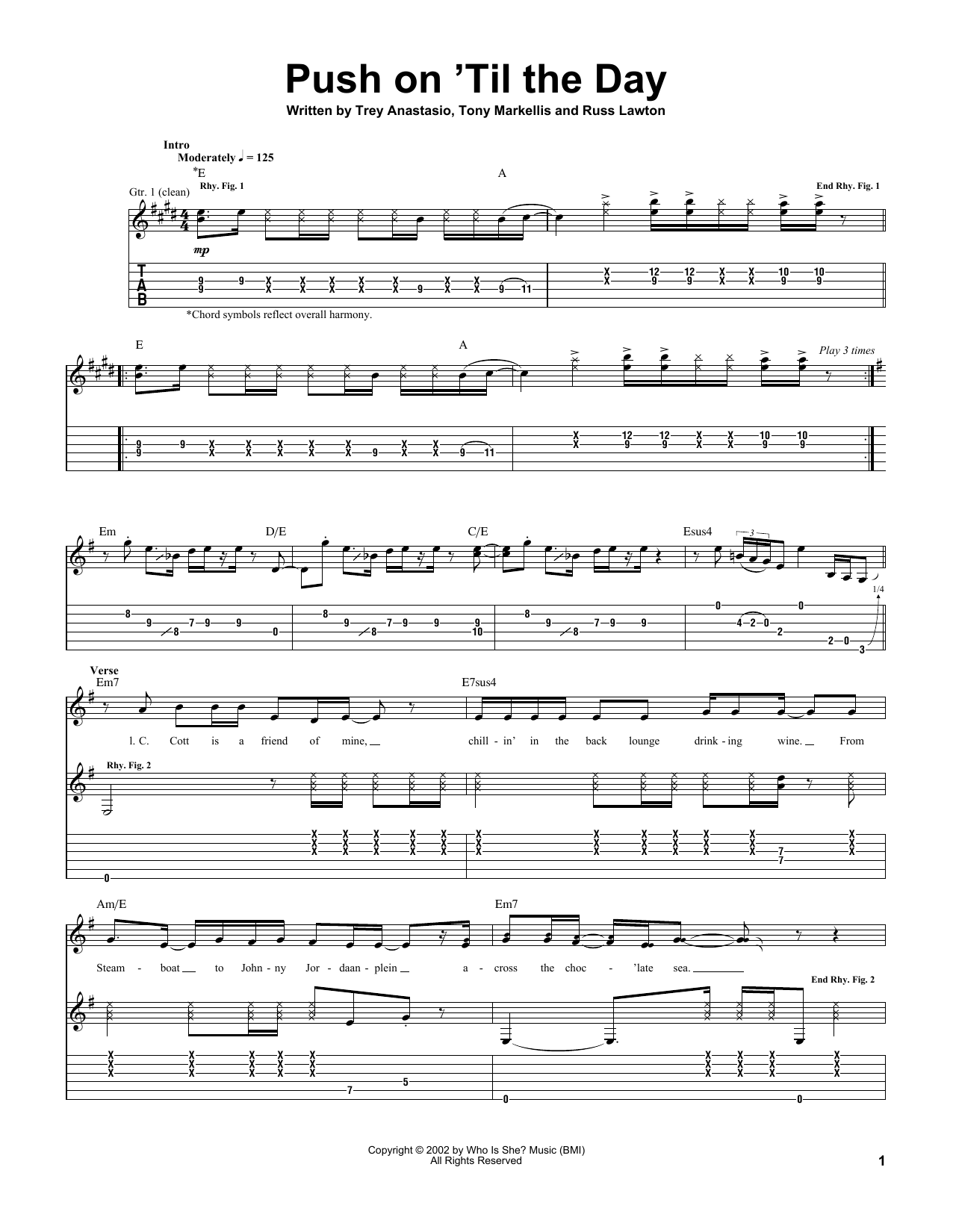 Trey Anastasio Push On 'Til The Day Sheet Music Notes & Chords for Guitar Tab - Download or Print PDF