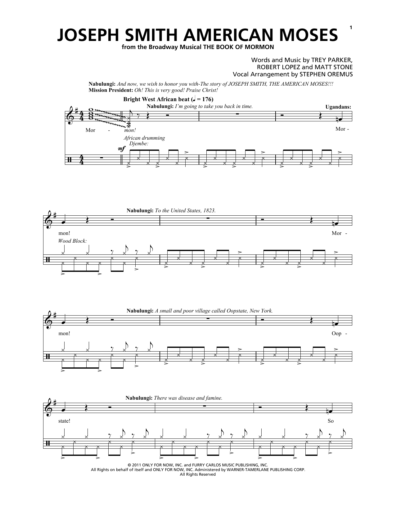 Trey Parker & Matt Stone Joseph Smith American Moses Sheet Music Notes & Chords for Piano & Vocal - Download or Print PDF