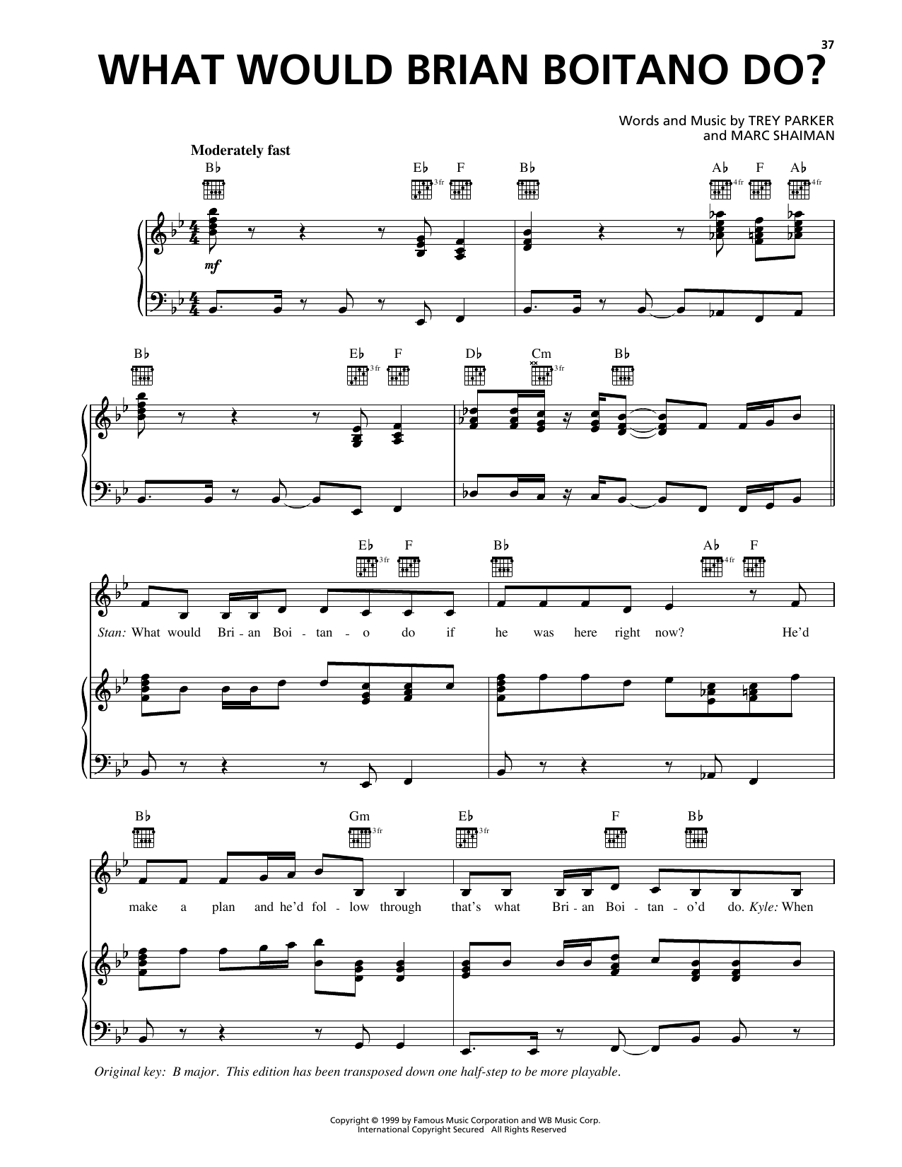 Trey Parker What Would Brian Boitano Do? (from South Park) Sheet Music Notes & Chords for Piano, Vocal & Guitar Chords (Right-Hand Melody) - Download or Print PDF