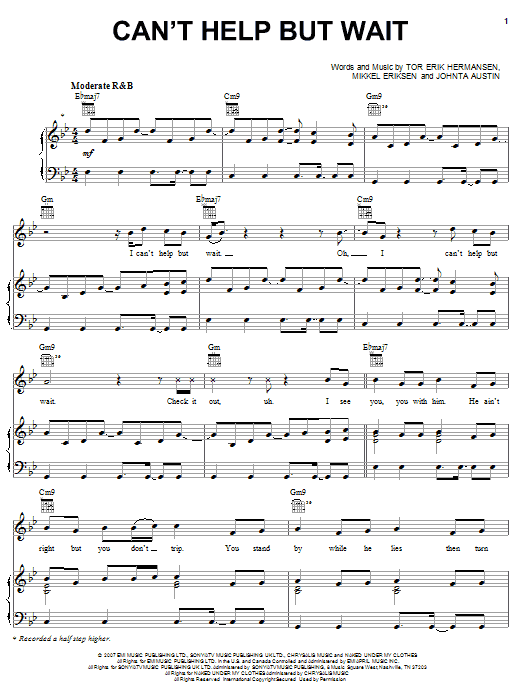 Trey Songz Can't Help But Wait Sheet Music Notes & Chords for Piano, Vocal & Guitar (Right-Hand Melody) - Download or Print PDF Trey Songz Can't Help But Wait Sheet Music Notes & Chords for Piano, Vocal & Guitar (Right-Hand Melody) - Download or Print PDF