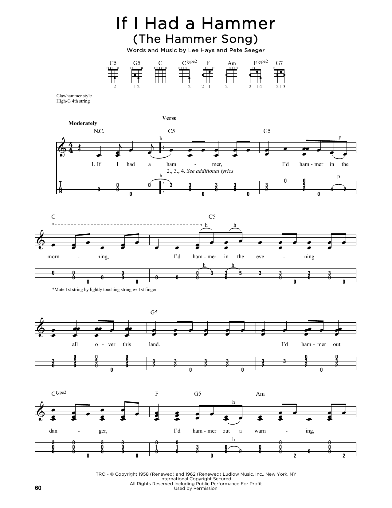 Trini Lopez If I Had A Hammer (The Hammer Song) (arr. Jim Schustedt) Sheet Music Notes & Chords for Ukulele - Download or Print PDF Trini Lopez If I Had A Hammer (The Hammer Song) (arr. Jim Schustedt) Sheet Music Notes & Chords for Ukulele - Download or Print PDF