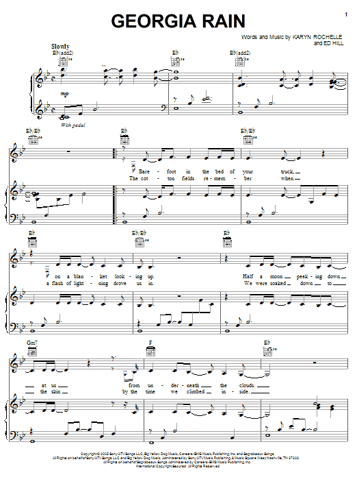 Trisha Yearwood Georgia Rain Sheet Music Notes & Chords for Piano, Vocal & Guitar (Right-Hand Melody) - Download or Print PDF