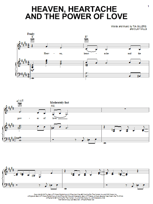Trisha Yearwood Heaven, Heartache And The Power Of Love Sheet Music Notes & Chords for Piano, Vocal & Guitar (Right-Hand Melody) - Download or Print PDF