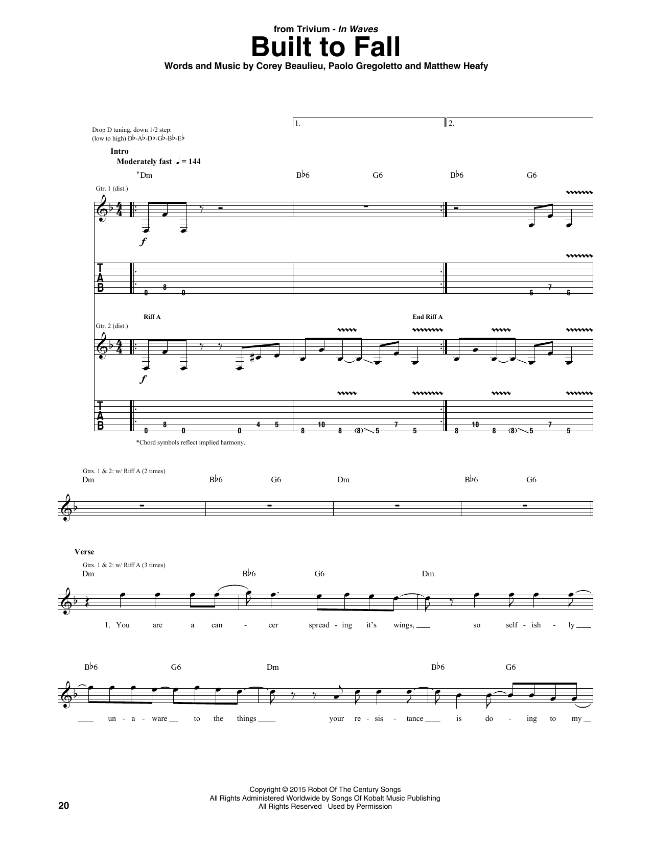 Trivium Built To Fall Sheet Music Notes & Chords for Guitar Tab - Download or Print PDF