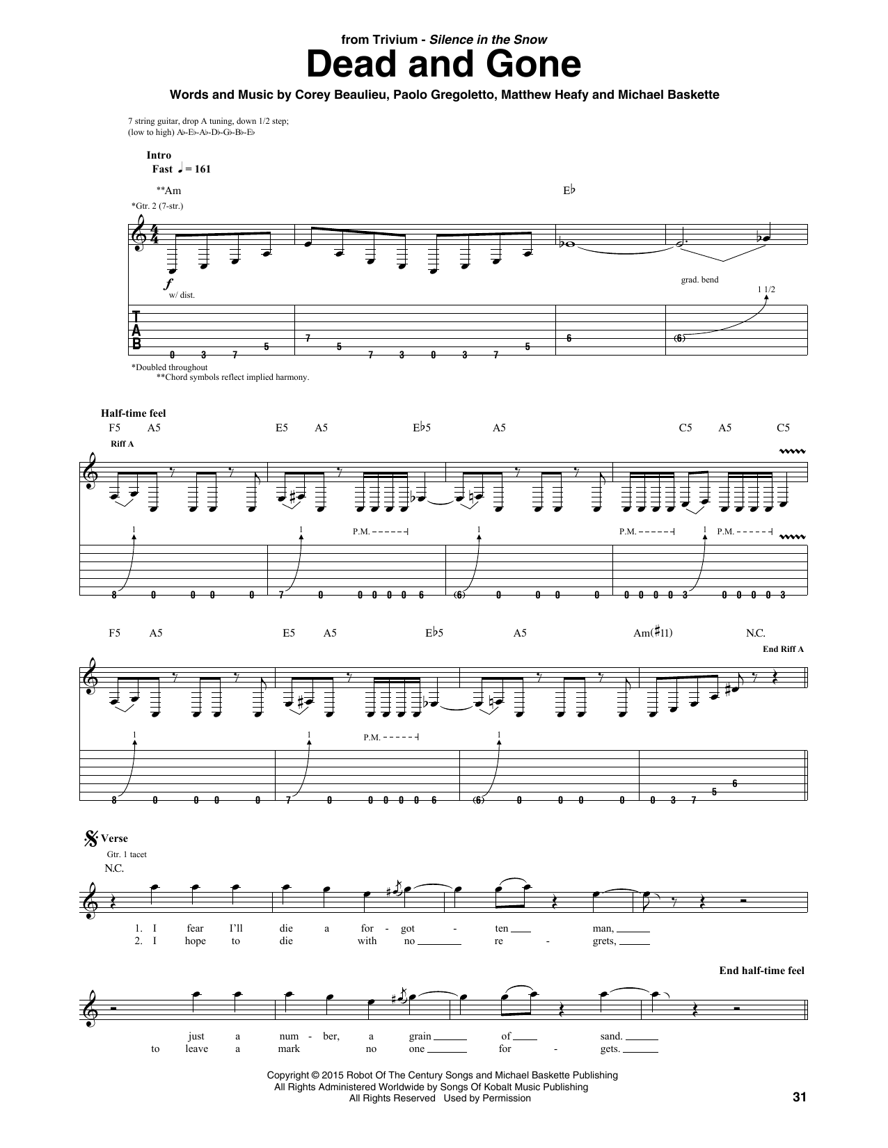 Trivium Dead And Gone Sheet Music Notes & Chords for Guitar Tab - Download or Print PDF
