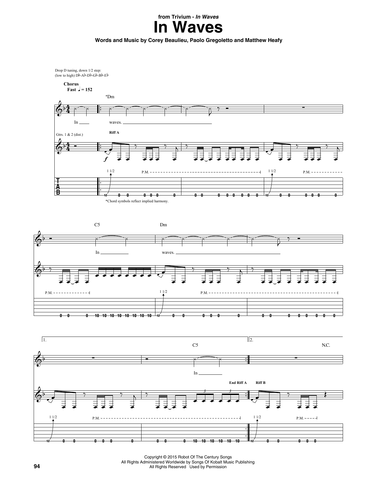 Trivium In Waves Sheet Music Notes & Chords for Guitar Tab - Download or Print PDF