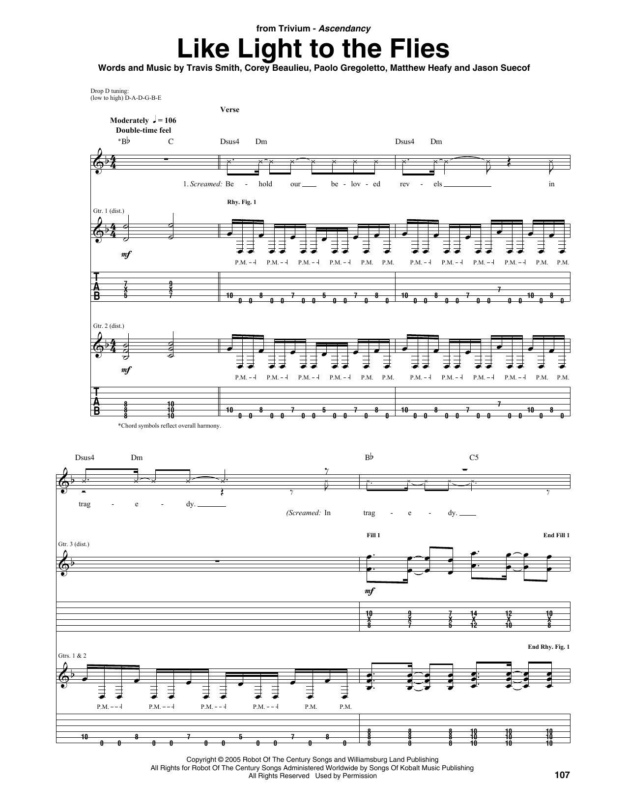 Trivium Like Light To The Flies Sheet Music Notes & Chords for Guitar Tab - Download or Print PDF