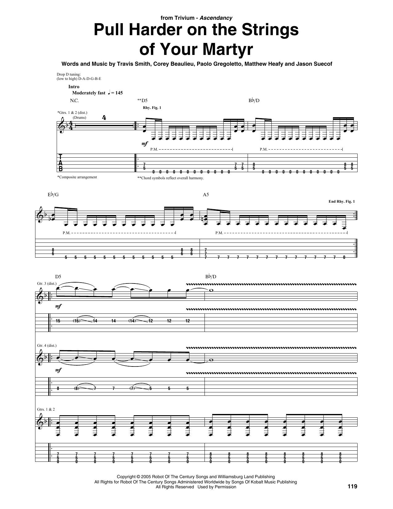 Trivium Pull Harder On The Strings Of Your Martyr Sheet Music Notes & Chords for Guitar Tab - Download or Print PDF