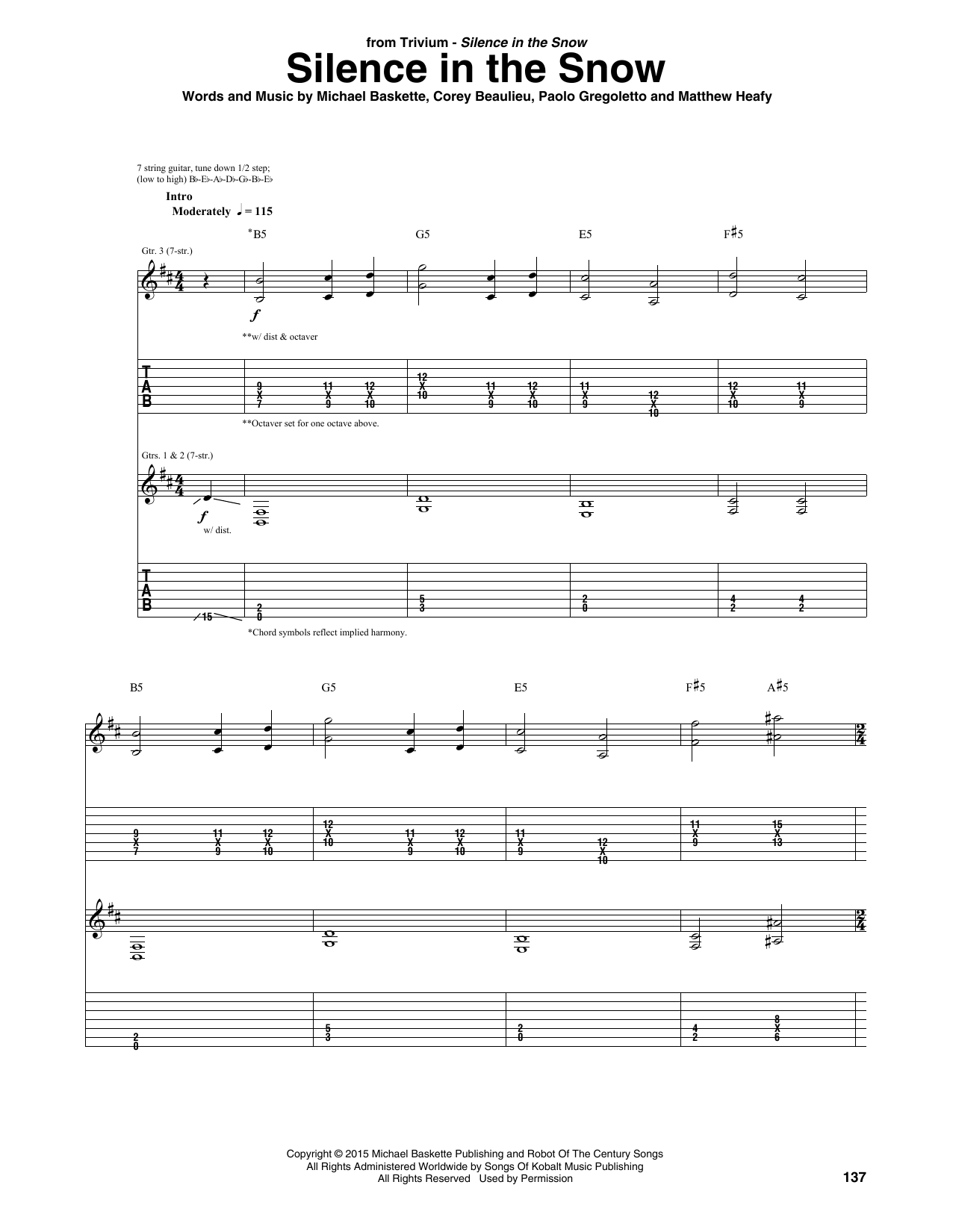 Trivium Silence In The Snow Sheet Music Notes & Chords for Guitar Tab - Download or Print PDF