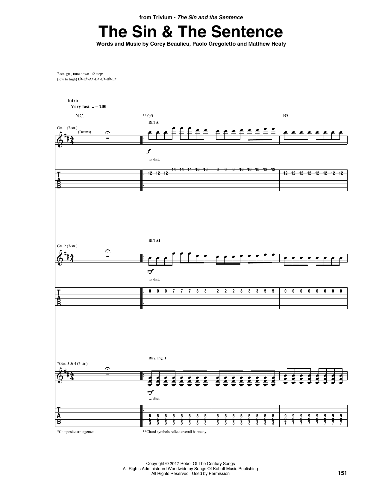 Trivium The Sin & The Sentence Sheet Music Notes & Chords for Guitar Tab - Download or Print PDF