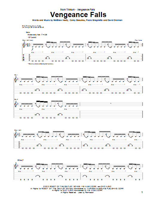 Trivium Vengeance Falls Sheet Music Notes & Chords for Guitar Tab - Download or Print PDF