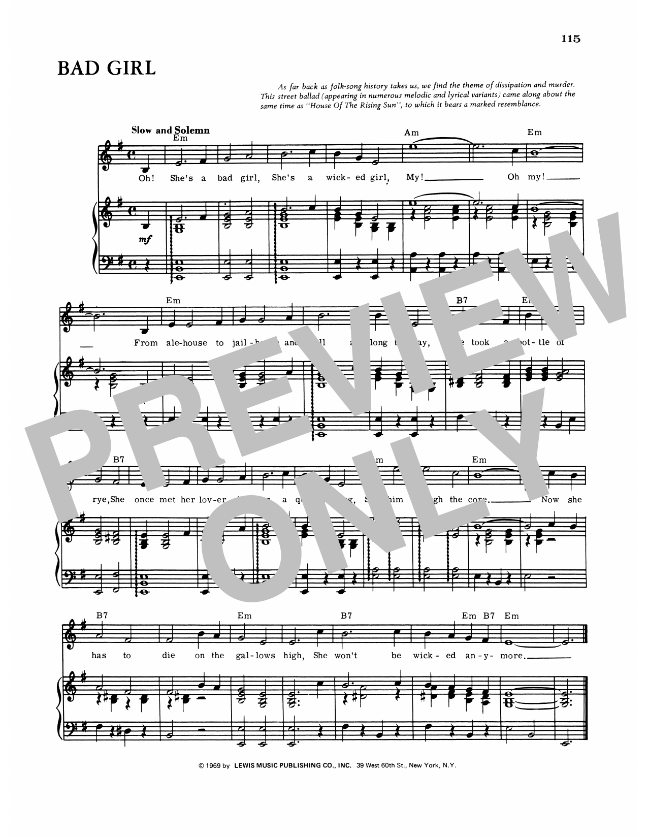 Trixter Bad Girl Sheet Music Notes & Chords for Piano, Vocal & Guitar Chords (Right-Hand Melody) - Download or Print PDF