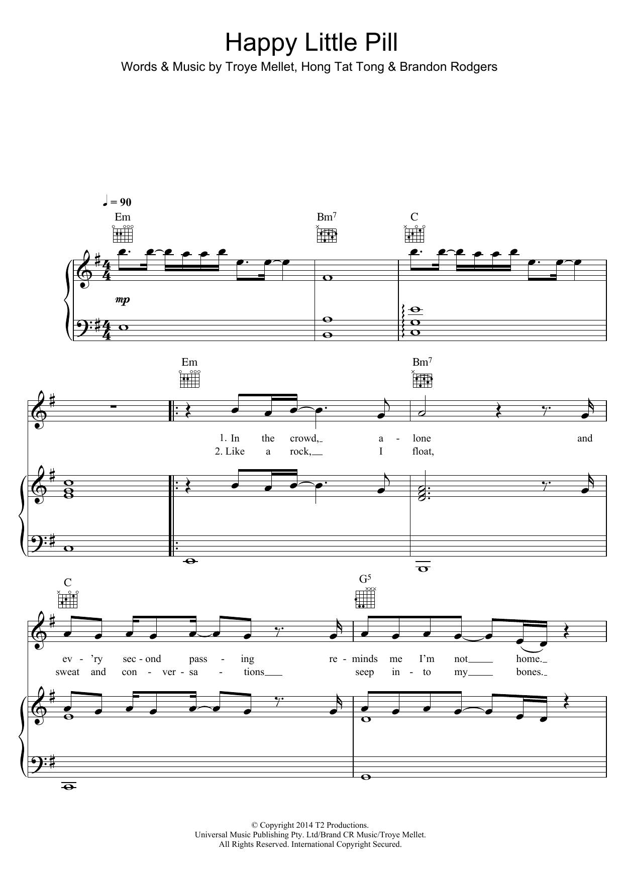 Troye Sivan Happy Little Pill Sheet Music Notes & Chords for Piano, Vocal & Guitar (Right-Hand Melody) - Download or Print PDF