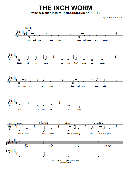 Trudy Desmond The Inch Worm Sheet Music Notes & Chords for Piano & Vocal - Download or Print PDF