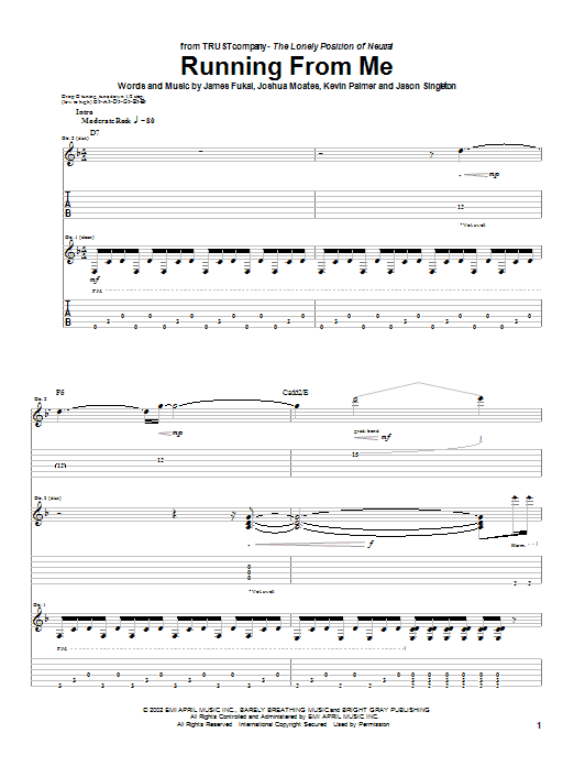 TRUSTcompany Running From Me Sheet Music Notes & Chords for Guitar Tab - Download or Print PDF