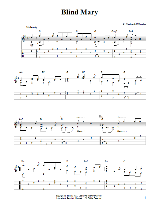 Mark Phillips Blind Mary Sheet Music Notes & Chords for Easy Guitar Tab - Download or Print PDF