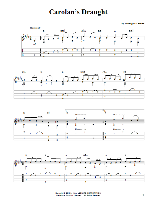 Mark Phillips Carolan's Draught Sheet Music Notes & Chords for Easy Guitar Tab - Download or Print PDF