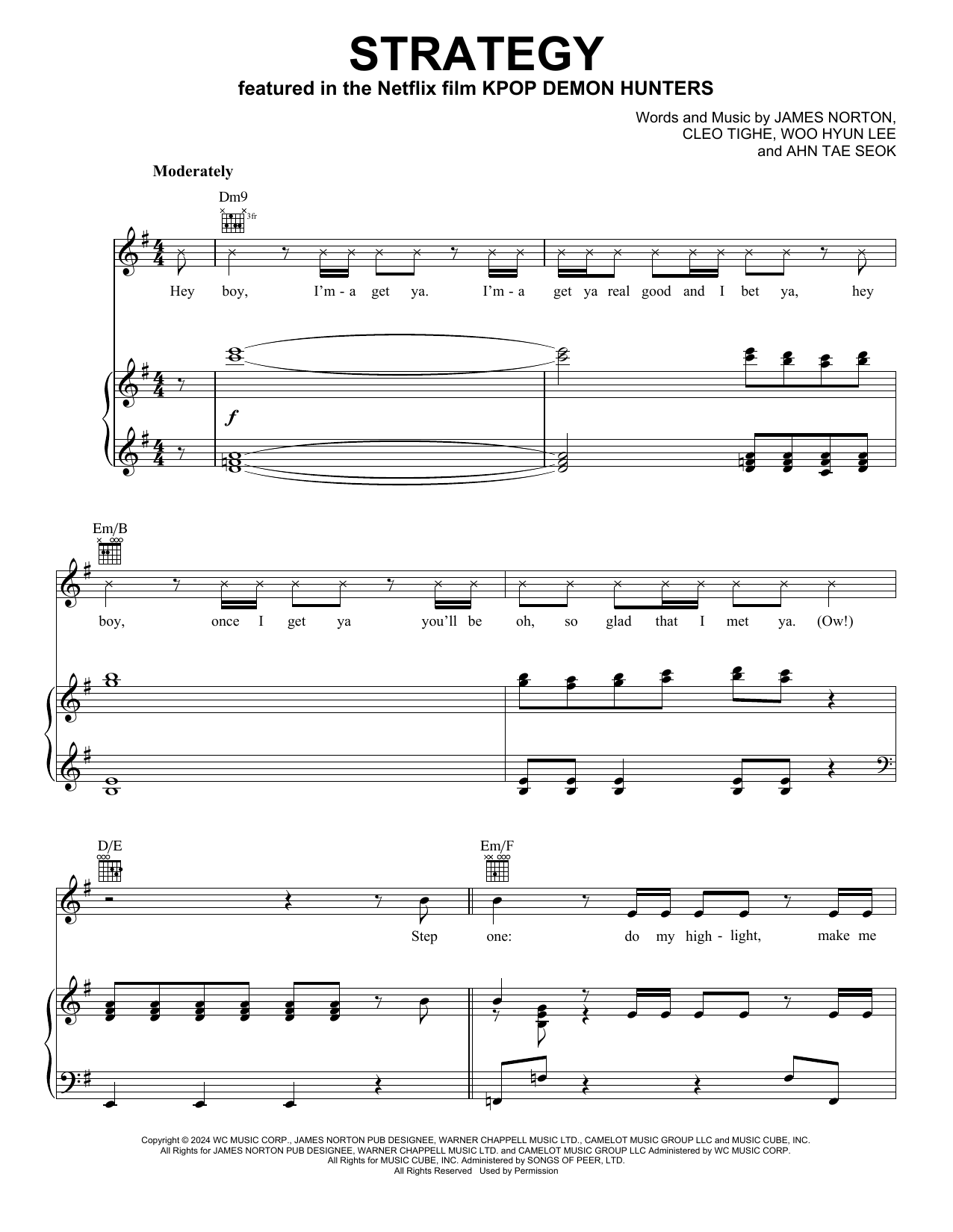Twice Strategy (from KPop Demon Hunters) Sheet Music Notes & Chords for Piano, Vocal & Guitar Chords (Right-Hand Melody) - Download or Print PDF