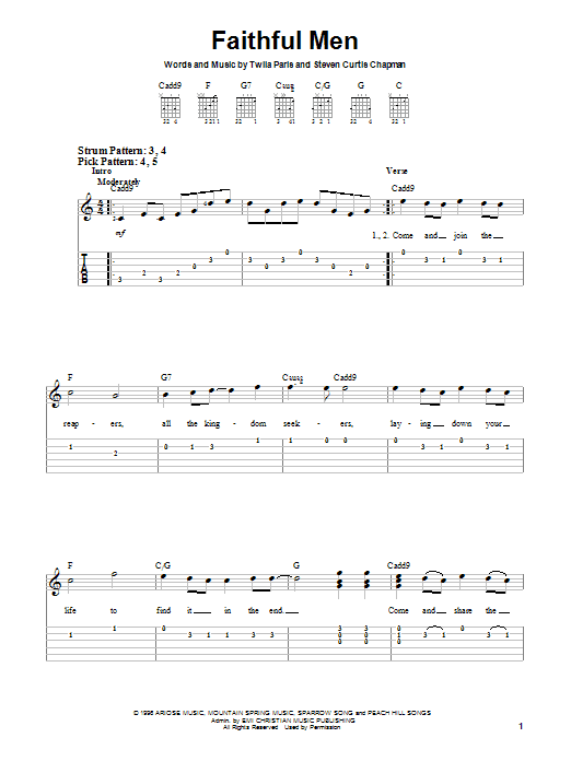 Twila Paris Faithful Men Sheet Music Notes & Chords for Piano, Vocal & Guitar Chords (Right-Hand Melody) - Download or Print PDF