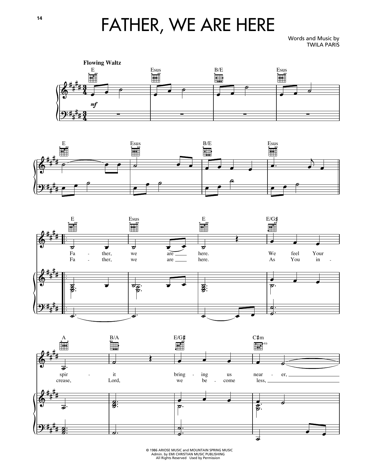 Twila Paris Father, We Are Here Sheet Music Notes & Chords for Piano, Vocal & Guitar Chords (Right-Hand Melody) - Download or Print PDF