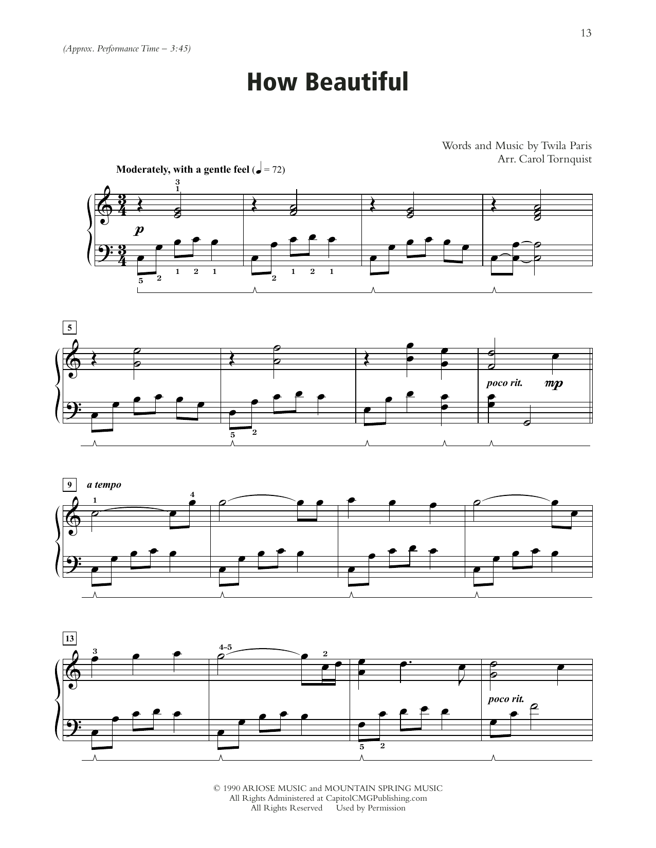 Twila Paris How Beautiful Sheet Music Notes & Chords for Piano Solo - Download or Print PDF