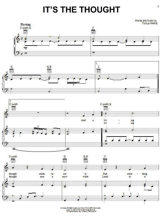 Twila Paris It's The Thought Sheet Music Notes & Chords for Piano, Vocal & Guitar (Right-Hand Melody) - Download or Print PDF