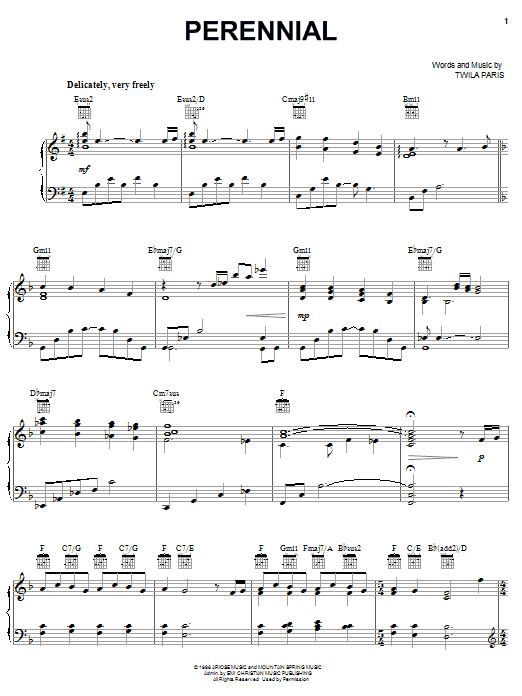 Twila Paris Perennial Sheet Music Notes & Chords for Piano, Vocal & Guitar (Right-Hand Melody) - Download or Print PDF Twila Paris Perennial Sheet Music Notes & Chords for Piano, Vocal & Guitar (Right-Hand Melody) - Download or Print PDF