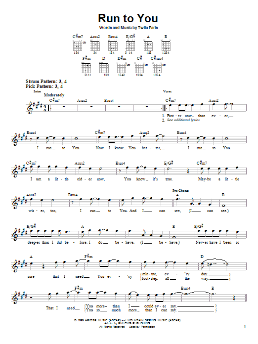 Twila Paris Run To You Sheet Music Notes & Chords for Easy Guitar - Download or Print PDF